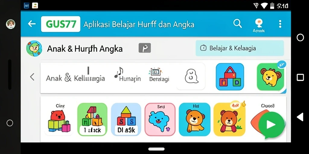 Antarmuka edukatif yang menarik untuk anak-anak.