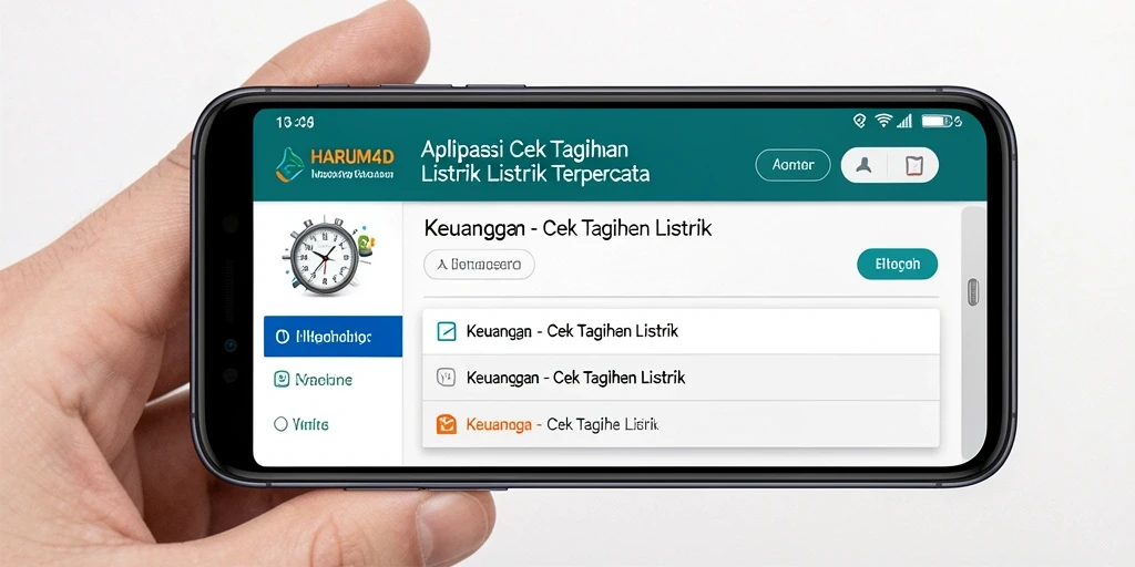 Tampilan antarmuka aplikasi HARUM4D untuk cek tagihan listrik.