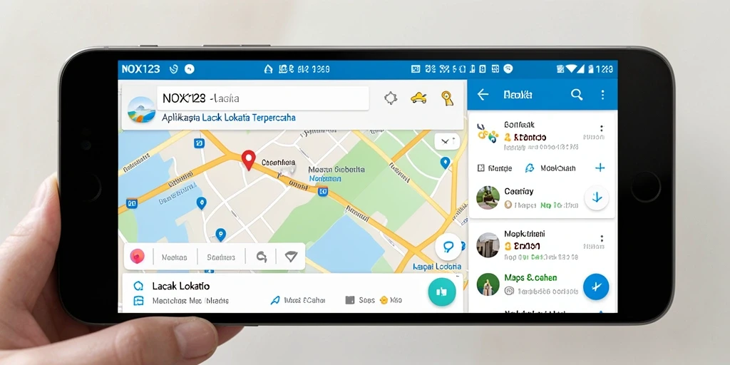 Tampilan antarmuka aplikasi Lacak Lokasi NOX123 yang modern.