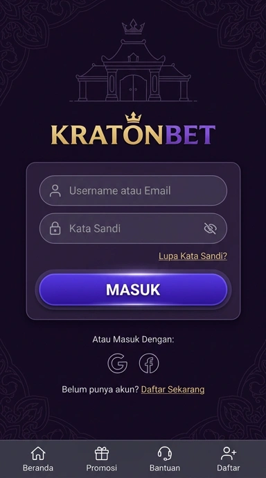 Tampilan halaman login kratonbet